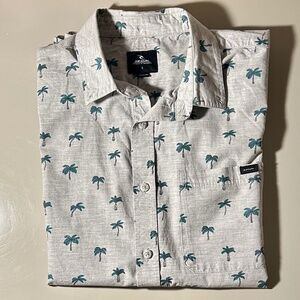Rip Curl Paradise Palms Short Sleeve Button Down Shirt Gray Men's SM